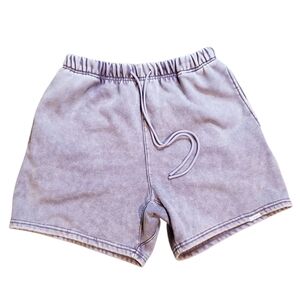 SumWon Purple Mineral Wash Oversized Lounge Shorts Small